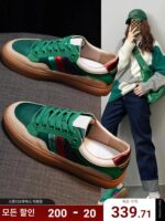 홍콩 트렌디 브랜드 정품 가죽 화이트 슈즈 여성용 2025년 신상 봄 가을 레트로 플랫 통기성 스니커즈 인기 캐주얼 슈즈