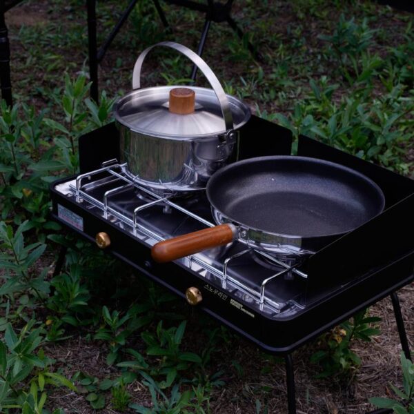 플레이어 장비 스노라인 스노라인 5겹 스테인리스 캠핑 셀프드라이빙 홈 멀티인용 캠핑 냄비 세트