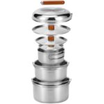 플레이어 장비 스노라인 스노라인 5겹 스테인리스 캠핑 셀프드라이빙 홈 멀티인용 캠핑 냄비 세트 - 이미지 5