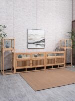 견고한 목재 보석 진열장 느릅나무 유리 진열장 옥 보석 부티크 선반 진열장 중국식 섬 벽장 - 이미지 3