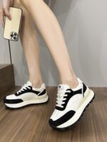 여성용 아빠화 한국 버전, 정품 가죽 두꺼운 밑창 여행화, 2024년 봄 신상 포레스트 검프화, 다재다능한 스포츠 캐주얼화 트렌드 - 이미지 4