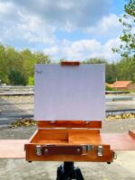 고급 목재 미니 다기능 야외 여행 미술 스케치 수채화 유화 상자 휴대용 보관 그림판 그림 상자