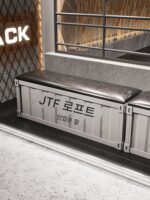 오래된 철제 작업장 산업 스타일 긴 벤치 밀크티 숍 카페 레저 댄스 룸 신발 벤치 보관 벤치 신발 벤치 - 이미지 3