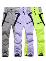 남성 및 여성용 스키 바지 두꺼워진 방풍 방수 통기성 커플 스타일 따뜻하고 내마모성 겨울 싱글 보드 더블 보드 비브 스노우 바지 - 이미지 2