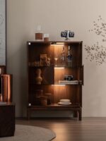 모던 심플 북미산 검은 호두 원목 식탁 옆 와인 캐비닛 거실 다기능 더블 도어 수납 캐비닛 현관 캐비닛 - 이미지 2