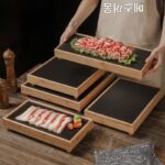 록 플레이트 스시 슬레이트 일본식 바베큐 플레이트 크리에이티브 핫팟 플래터 일본 음식 플레이트 식기 세트 상업용