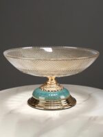 가벼운 고급 세라믹 유리 과일 접시 커피 테이블 장식 과일 접시 사탕 접시 말린 과일 접시 거실 식탁 모델 룸 장식품