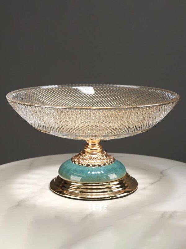 가벼운 고급 세라믹 유리 과일 접시 커피 테이블 장식 과일 접시 사탕 접시 말린 과일 접시 거실 식탁 모델 룸 장식품