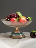 가벼운 고급 세라믹 유리 과일 접시 커피 테이블 장식 과일 접시 사탕 접시 말린 과일 접시 거실 식탁 모델 룸 장식품 - 이미지 2