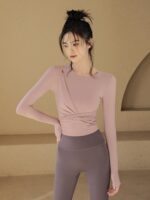 2024 가을 겨울 신상품 요가복 여성 스포츠 상의 긴팔 러닝 하이엔드 프로페셔널 트레이닝 피트니스 의류 - 이미지 2