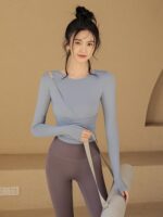 2024 가을 겨울 신상품 요가복 여성 스포츠 상의 긴팔 러닝 하이엔드 프로페셔널 트레이닝 피트니스 의류 - 이미지 3