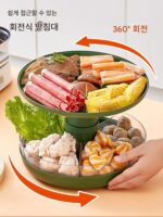 일본 홈스토리 다기능 사이드 디쉬 랙, 그리드 회전식 냄비 야채 조리 트레이, 다층 고기 접시 - 이미지 4