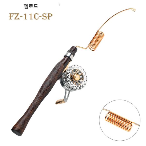 EMMROD 스테인리스 스틸 바다 래프트 얼음낚싯대 초단형 원목 손잡이 낚싯대 FZ-SP