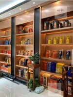 아크릴 발광 백 플레이트 스테인리스 스틸 금속 디스플레이 캐비닛 고급 호텔 클럽 와인 캐비닛 와인 랙 - 이미지 3