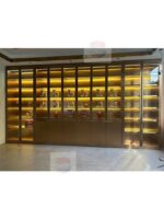 아크릴 발광 백 플레이트 스테인리스 스틸 금속 디스플레이 캐비닛 고급 호텔 클럽 와인 캐비닛 와인 랙 - 이미지 4