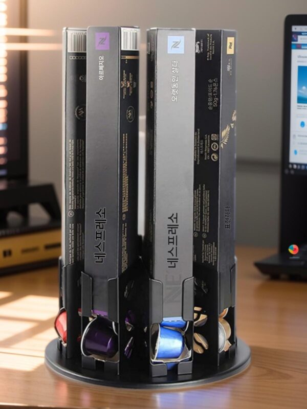 네스프레스 소형 캡슐 서랍 상자 보관에 적합한 커피 캡슐 보관함 60캡슐 퓨어블랙 회전형 섀시