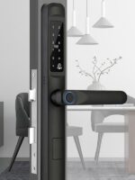 브로큰 브릿지 알루미늄 특수 지문 잠금 방수 짧은 손잡이 알루미늄 합금 스크린 도어 안뜰 문 스마트 잠금 비밀번호 야외 리모컨 - 이미지 3