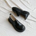 [대두삼촌] 여성용 작은 가죽신발 영국 스타일 스프링 마틴 두꺼운 밑창 JK 여성화 레트로 일본 싱글화 로퍼 - 이미지 2