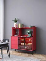 이탈리아 미니멀리스트 견고한 목재 식탁 사이드보드 다기능 벽걸이형 하이 와인 캐비닛 모던 라이트 럭셔리 노르딕 수납장 티 캐비닛 - 이미지 2