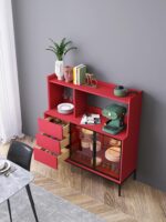 이탈리아 미니멀리스트 견고한 목재 식탁 사이드보드 다기능 벽걸이형 하이 와인 캐비닛 모던 라이트 럭셔리 노르딕 수납장 티 캐비닛 - 이미지 3