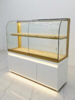 스팟 사이드 캐비닛 빵 캐비닛 신규 고급 티타늄 도금 스테인리스 스틸 아크형 아일랜드 케이크 모델 캐비닛 유리 디스플레이 - 이미지 5