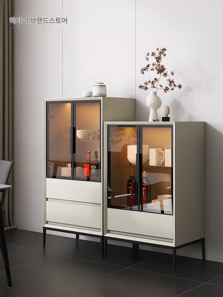 main_669244657046_0-1 이탈리아 미니멀리스트 다기능 와인 캐비닛 페인트 벽장 캐비닛 견고한 나무 거실 티 캐비닛 식사 사이드 하이 앤 로우 사이드 캐비닛 - 이미지 1