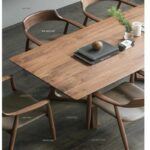 노르딕 솔리드 우드 롱 다이닝 테이블 홈 멀티인용 다이닝 테이블 심플 협상 커피 테이블 레저 로그 데스크 사무실 책상 - 이미지 3