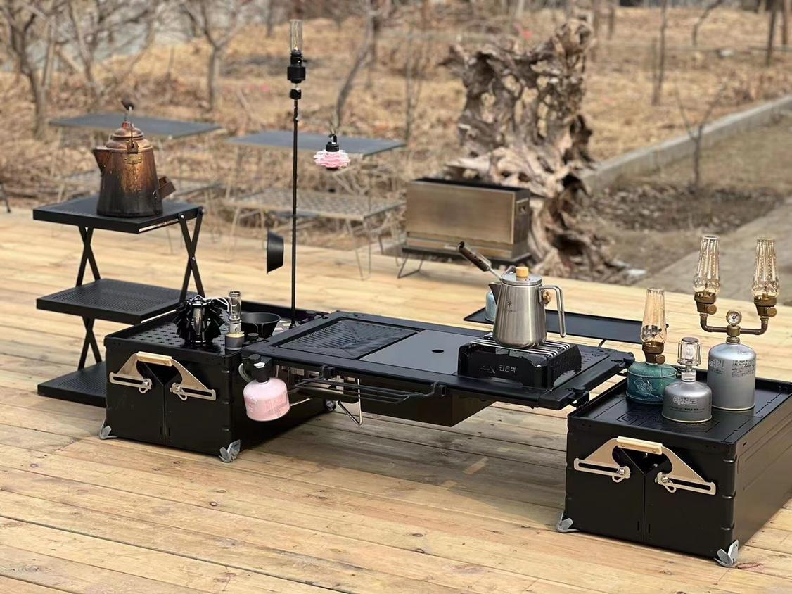 main_669698223354_0-1 블랙 캠핑 장비 주방 시스템 igt 세트 모바일 주방 캠핑 피크닉 다기능 스테인레스 스틸 테이블 - 이미지 1