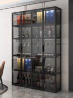 전체 알루미늄 유리 와인 캐비닛 맞춤형 심플 모던 와인 캐비닛 거실 홈 다이닝 사이드 캐비닛 디스플레이 캐비닛 맞춤형 보관 캐비닛 - 이미지 2