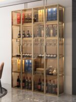 전체 알루미늄 유리 와인 캐비닛 맞춤형 심플 모던 와인 캐비닛 거실 홈 다이닝 사이드 캐비닛 디스플레이 캐비닛 맞춤형 보관 캐비닛 - 이미지 3