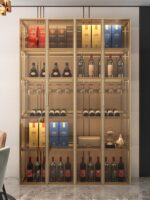 전체 알루미늄 유리 와인 캐비닛 맞춤형 심플 모던 와인 캐비닛 거실 홈 다이닝 사이드 캐비닛 디스플레이 캐비닛 맞춤형 보관 캐비닛 - 이미지 4