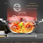 316 스테인리스 스틸 프라이팬 노스틱 팬 가정용 평평한 바닥 초대형 더블 이어 냄비 깊은 프라이팬 가스 스튜 냄비 - 이미지 3