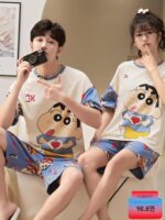 커플 파자마 여름 2025 신상 반팔 달콤한 집 옷 순면 얇은 귀여운 만화 1개 구매시 1개 무료