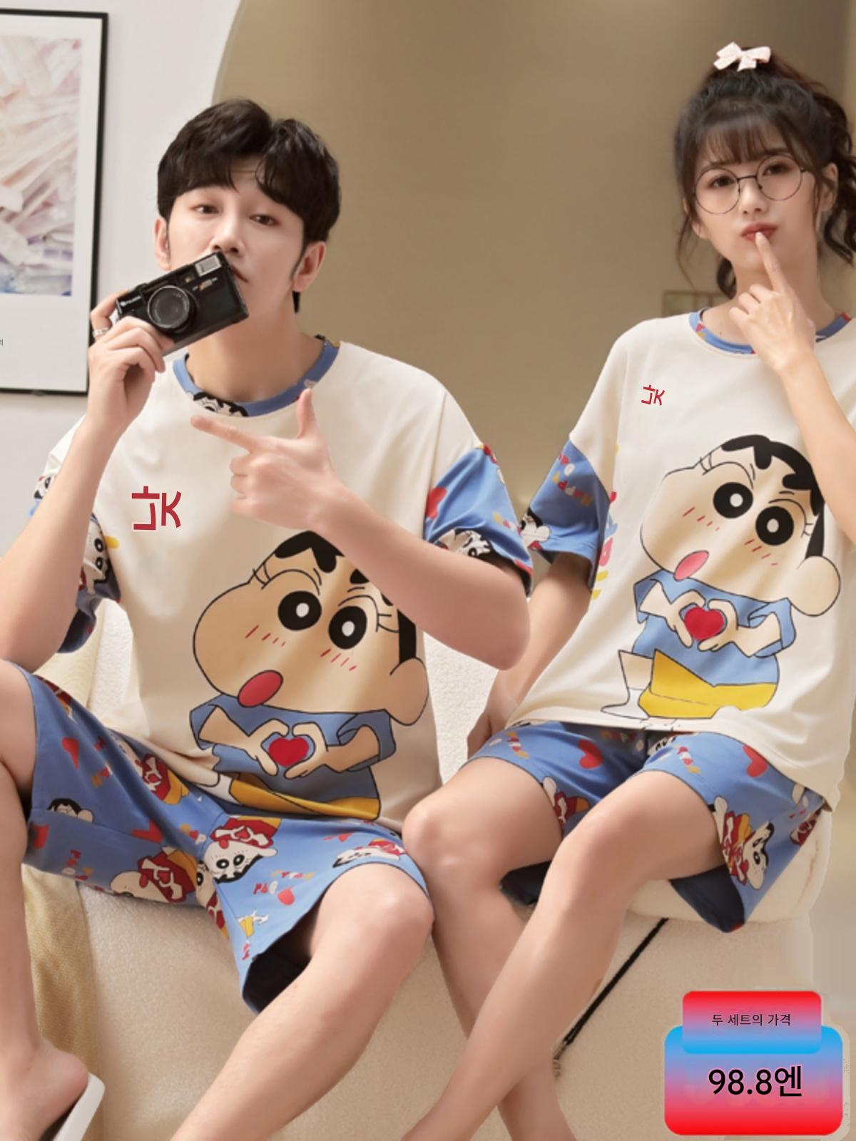 main_672388360673_0 커플 파자마 여름 2025 신상 반팔 달콤한 집 옷 순면 얇은 귀여운 만화 1개 구매시 1개 무료 - 이미지 1
