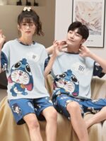 커플 파자마 여름 2025 신상 반팔 달콤한 집 옷 순면 얇은 귀여운 만화 1개 구매시 1개 무료 - 이미지 2