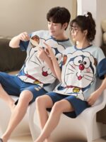 커플 파자마 여름 2025 신상 반팔 달콤한 집 옷 순면 얇은 귀여운 만화 1개 구매시 1개 무료 - 이미지 3