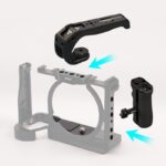 SLR 카메라 토끼 케이지에 적합한 나무 측면 핸들 Smoger 철제 헤드 카메라 토끼 케이지 범용 핫슈 측면 그립 핸들 - 이미지 2