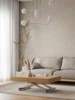 Manutti 리프팅 접이식 접이식 식탁 및 커피 테이블 듀얼 퍼포즈 소형 아파트 다기능 직사각형 식탁 - 이미지 2