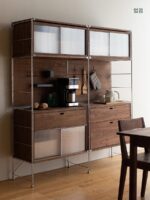 모든 일본식 스테인리스 스틸 사이드보드 바닥형 견고한 나무 홀보드 수납 선반 주방 수납 높은 캐비닛