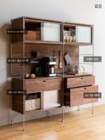 모든 일본식 스테인리스 스틸 사이드보드 바닥형 견고한 나무 홀보드 수납 선반 주방 수납 높은 캐비닛 - 이미지 3