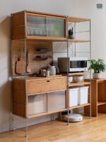 모든 일본식 스테인리스 스틸 사이드보드 바닥형 견고한 나무 홀보드 수납 선반 주방 수납 높은 캐비닛 - 이미지 5