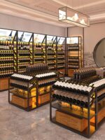 와이너리 레드 와인 캐비닛 디스플레이 랙 쇼핑몰 슈퍼마켓 바닥 와인 디스플레이 랙 아이언 아일랜드 크리에이티브 조합 와인 캐비닛 - 이미지 2