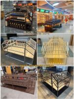 와이너리 레드 와인 캐비닛 디스플레이 랙 쇼핑몰 슈퍼마켓 바닥 와인 디스플레이 랙 아이언 아일랜드 크리에이티브 조합 와인 캐비닛 - 이미지 4