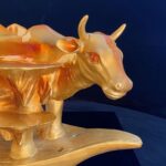 수지 골든 소 모양 드라이 아이스 특성 그물 레드 핫팟 레스토랑 크리에이티브 플레이트 바베큐 예술적 컨셉 소 모양 테마 식기 - 이미지 2