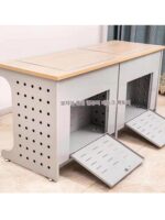 멀티미디어 학교 컴퓨터실 숨겨진 임베디드 플립 컴퓨터 테이블 금속 올인원 기계는 올리고 내릴 수 있는 접이식 교육 테이블 - 이미지 4