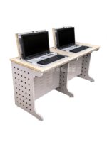 멀티미디어 학교 컴퓨터실 숨겨진 임베디드 플립 컴퓨터 테이블 금속 올인원 기계는 올리고 내릴 수 있는 접이식 교육 테이블 - 이미지 5