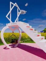 인터넷 유명인 사다리 명승지 대형 펀치 카드 사진 배경 계단 야외 로맨틱 바닥 장식 사다리 예술 설치 - 이미지 3