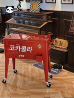 코카콜라 트롤리 냉장 단열 상자 얼음통 캐비닛 접이식 유리 보관 티 사이드 테이블 레트로 랙 - 이미지 3