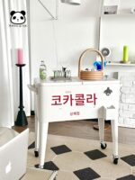 코카콜라 트롤리 냉장 단열 상자 얼음통 캐비닛 접이식 유리 보관 티 사이드 테이블 레트로 랙 - 이미지 5