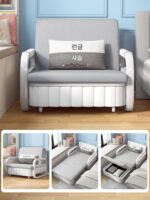 소파 침대 겸용 다기능 접이식 침대 싱글 더블 소형 아파트 거실 침실 분리형 침실 인공물 - 이미지 2